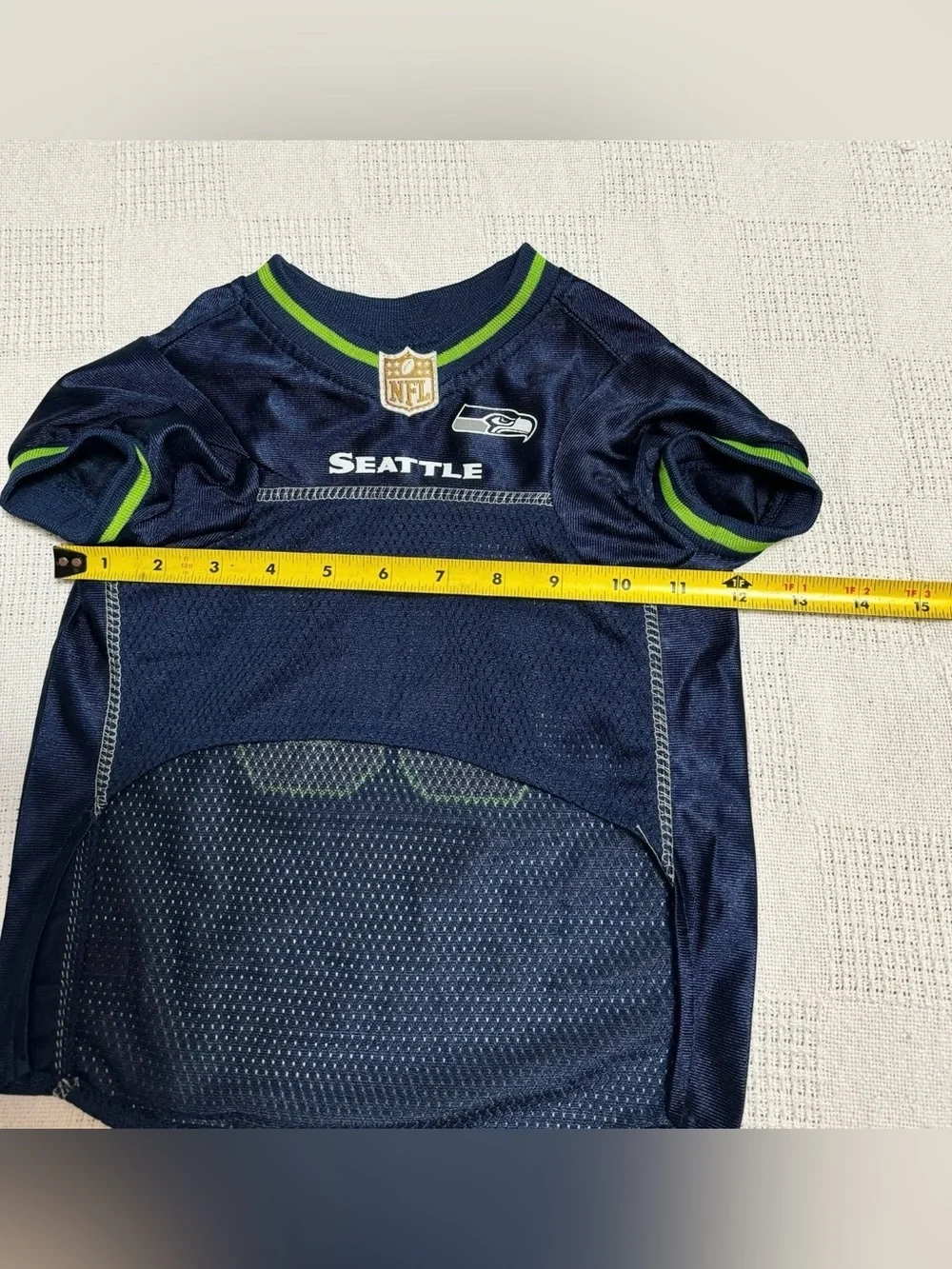 NFL Seattle Dog Jersey in Navy and Neon Green